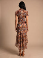 Luna | Women's Boho Floral Print Ruched Side-Slit Maxi Dress