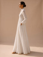 Emma | Women's Boho Long-Sleeve V-Neck Flowy Linen Maxi Dress