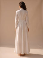 Emma | Women's Boho Long-Sleeve V-Neck Flowy Linen Maxi Dress