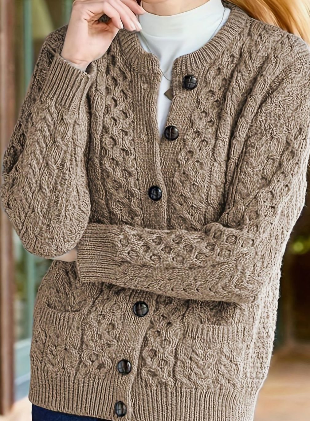 Victoria | Women's Cable-Knit Button-Front Relaxed Cardigan Sweater
