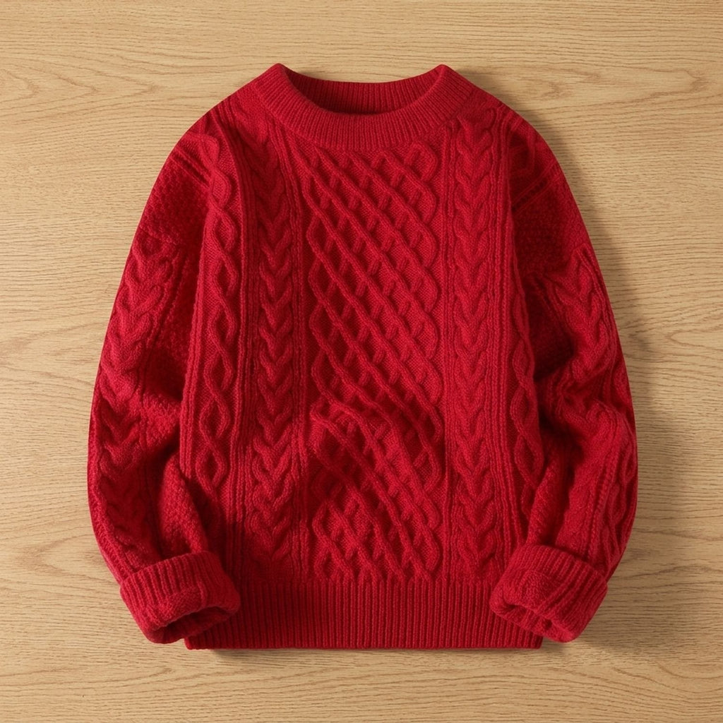 Sophia | Women's Cable-Knit Crew Neck Ribbed-Cuff Pullover Sweater