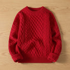 Sophia | Women's Cable-Knit Crew Neck Ribbed-Cuff Pullover Sweater