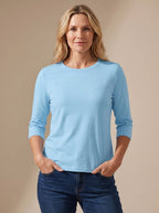 Scarlett | Women's Casual Solid Crew Neck 3/4 Sleeve Relaxed Top