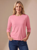 Scarlett | Women's Casual Solid Crew Neck 3/4 Sleeve Relaxed Top
