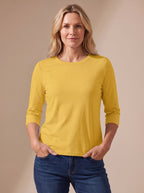 Scarlett | Women's Casual Solid Crew Neck 3/4 Sleeve Relaxed Top