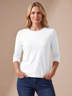 Scarlett | Women's Casual Solid Crew Neck 3/4 Sleeve Relaxed Top