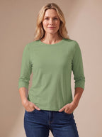 Scarlett | Women's Casual Solid Crew Neck 3/4 Sleeve Relaxed Top