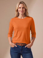 Scarlett | Women's Casual Solid Crew Neck 3/4 Sleeve Relaxed Top