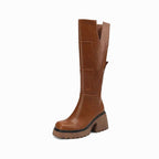 Mia | Women's Chunky Knee-High Block Heel Zipper Boots