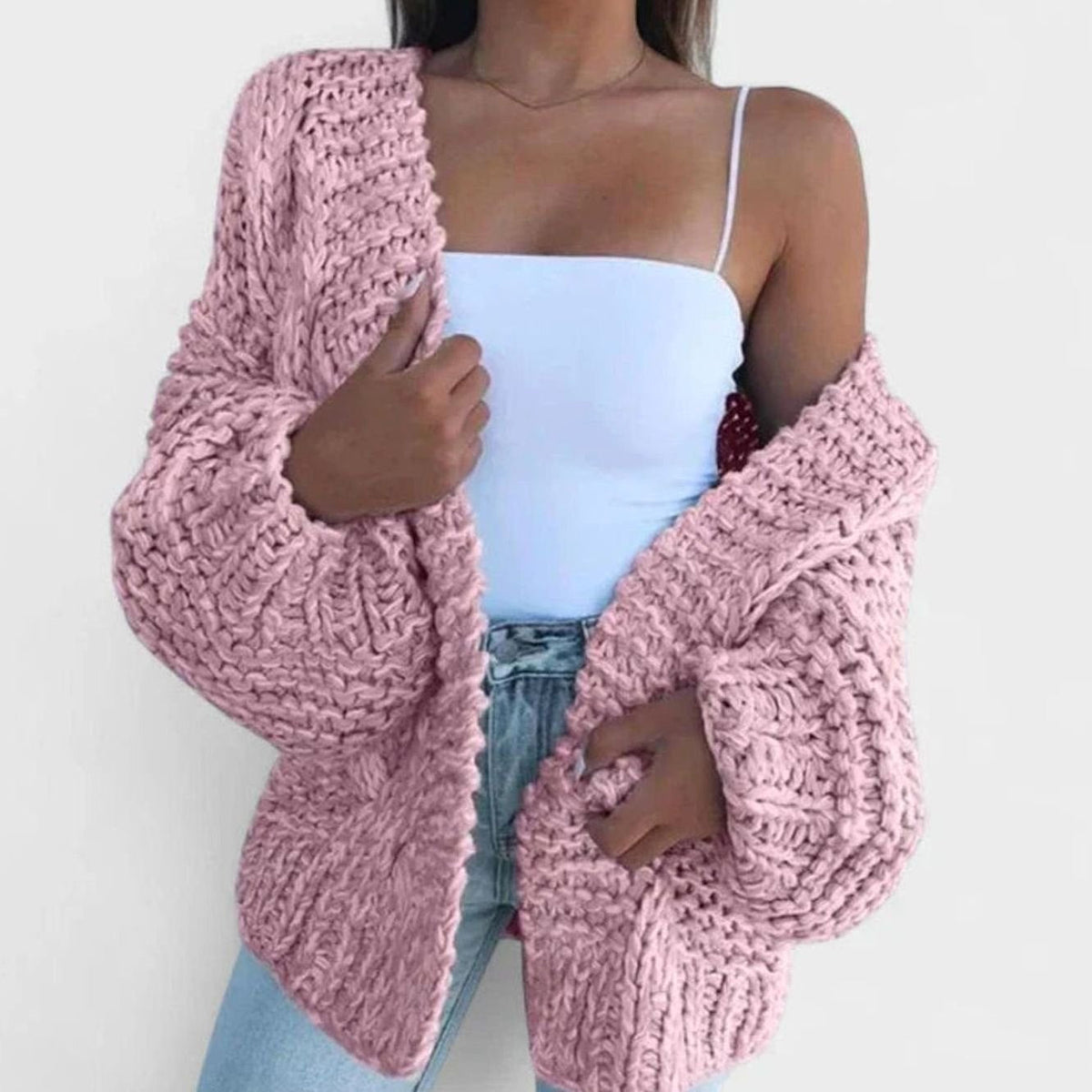 Grace | Women's Chunky Knit Open-Front Oversized Cardigan Sweater