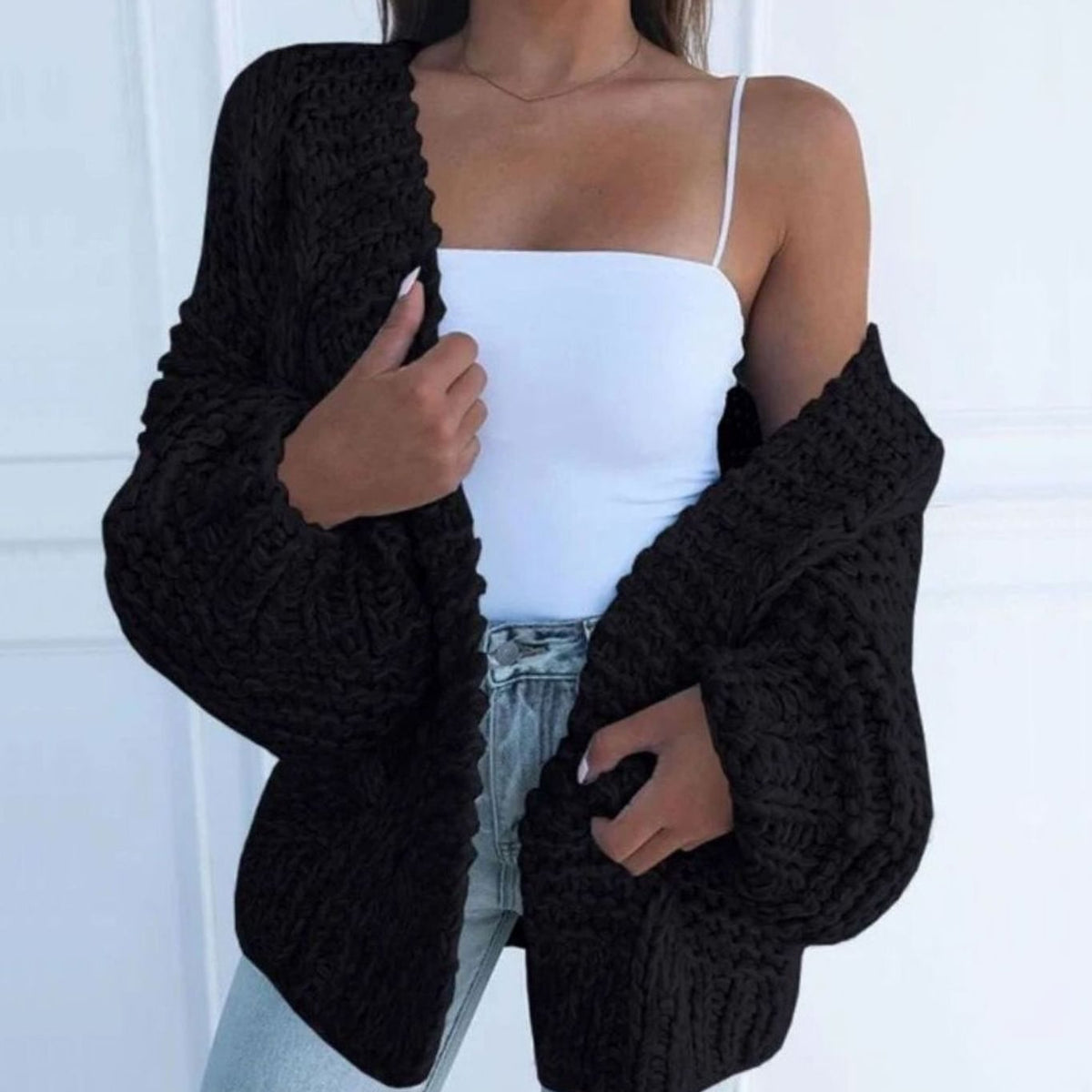 Grace | Women's Chunky Knit Open-Front Oversized Cardigan Sweater