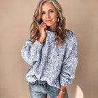 Olivia | Women's Chunky Knit Speckled Crewneck Pullover Sweater