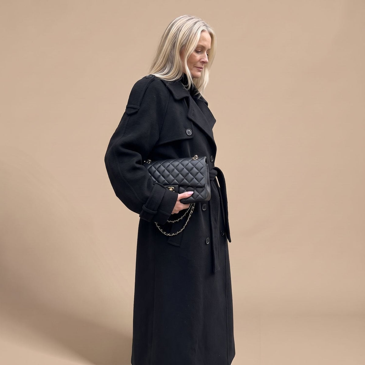 Luna | Women's Classic Double-Breasted Long Belted Trench Coat