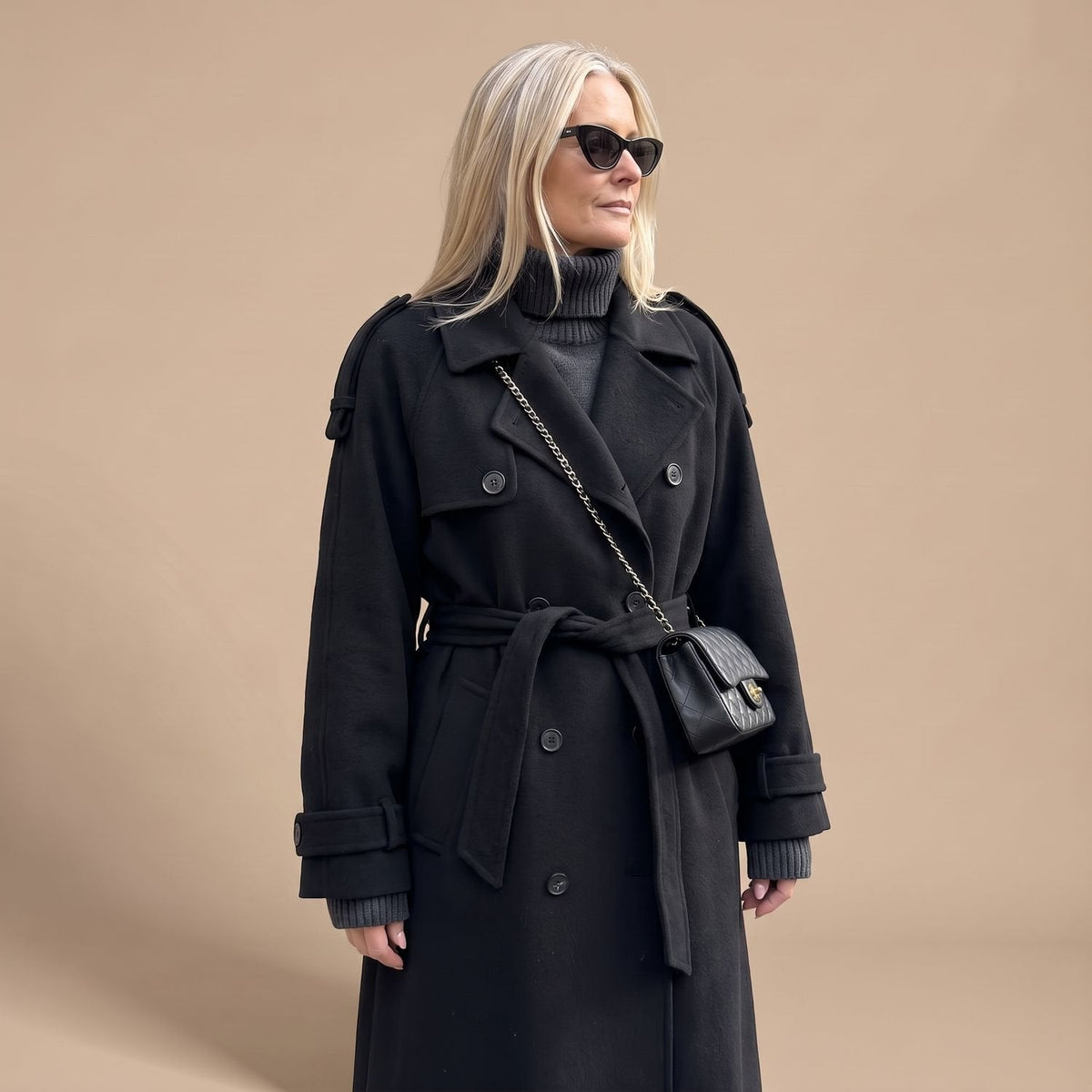 Luna | Women's Classic Double-Breasted Long Belted Trench Coat