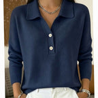 Emma | Women's Collared Button-Placket Knit Pullover Sweater
