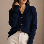 Isabella | Women's Collared Knit Button-Up Relaxed Cardigan