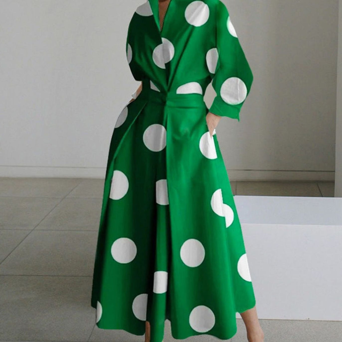 Luna | Women's Collared Maxi Shirt Dress Newspaper Print Wrap Front