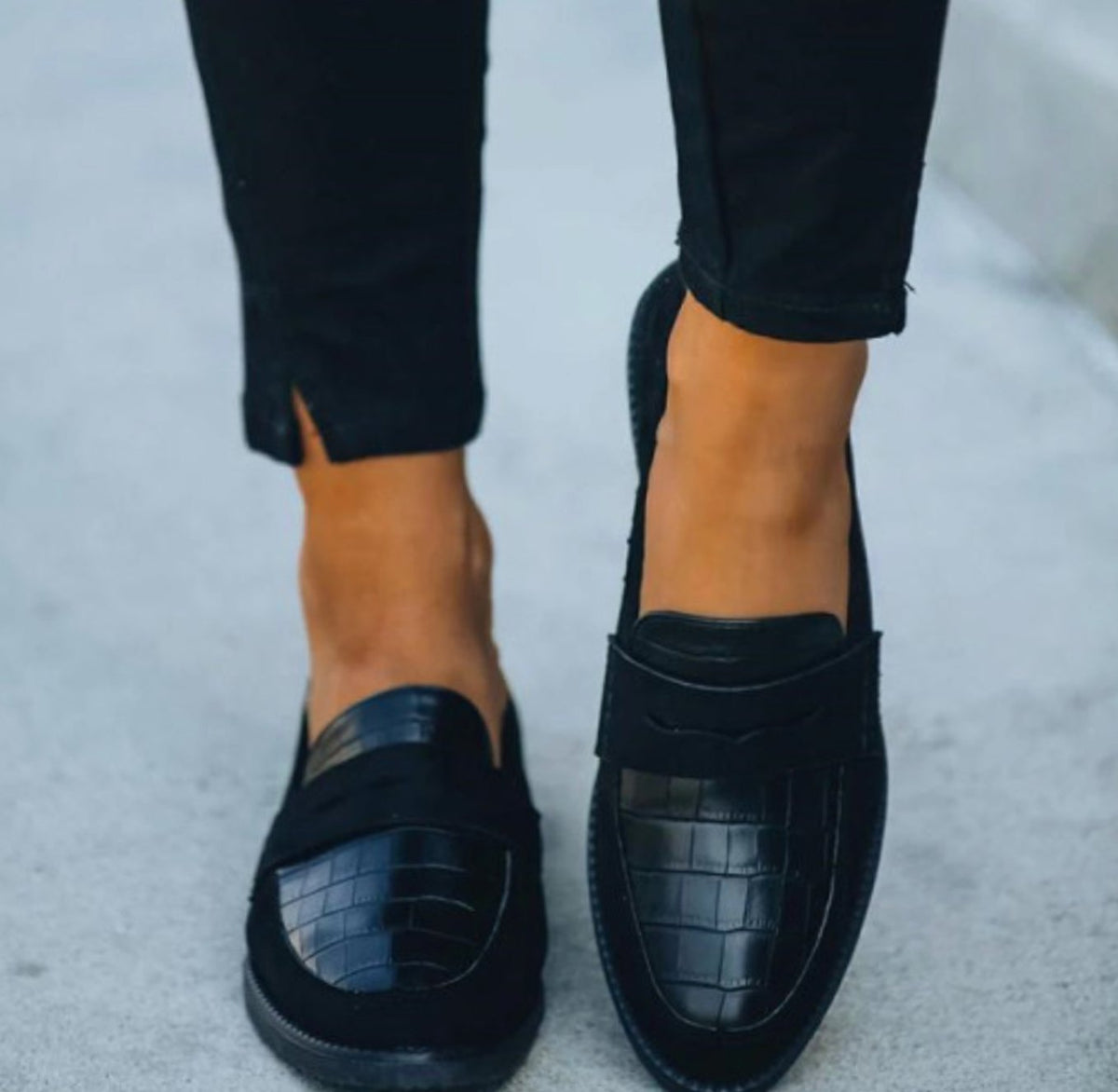 Isabella | Women's Croc-Embossed Slip-On Penny Texture Loafers