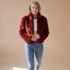 Evelyn | Women's Cropped Faux Fur Coat Zip-Up Fluffy Jacket