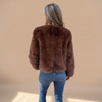 Evelyn | Women's Cropped Faux Fur Coat Zip-Up Fluffy Jacket