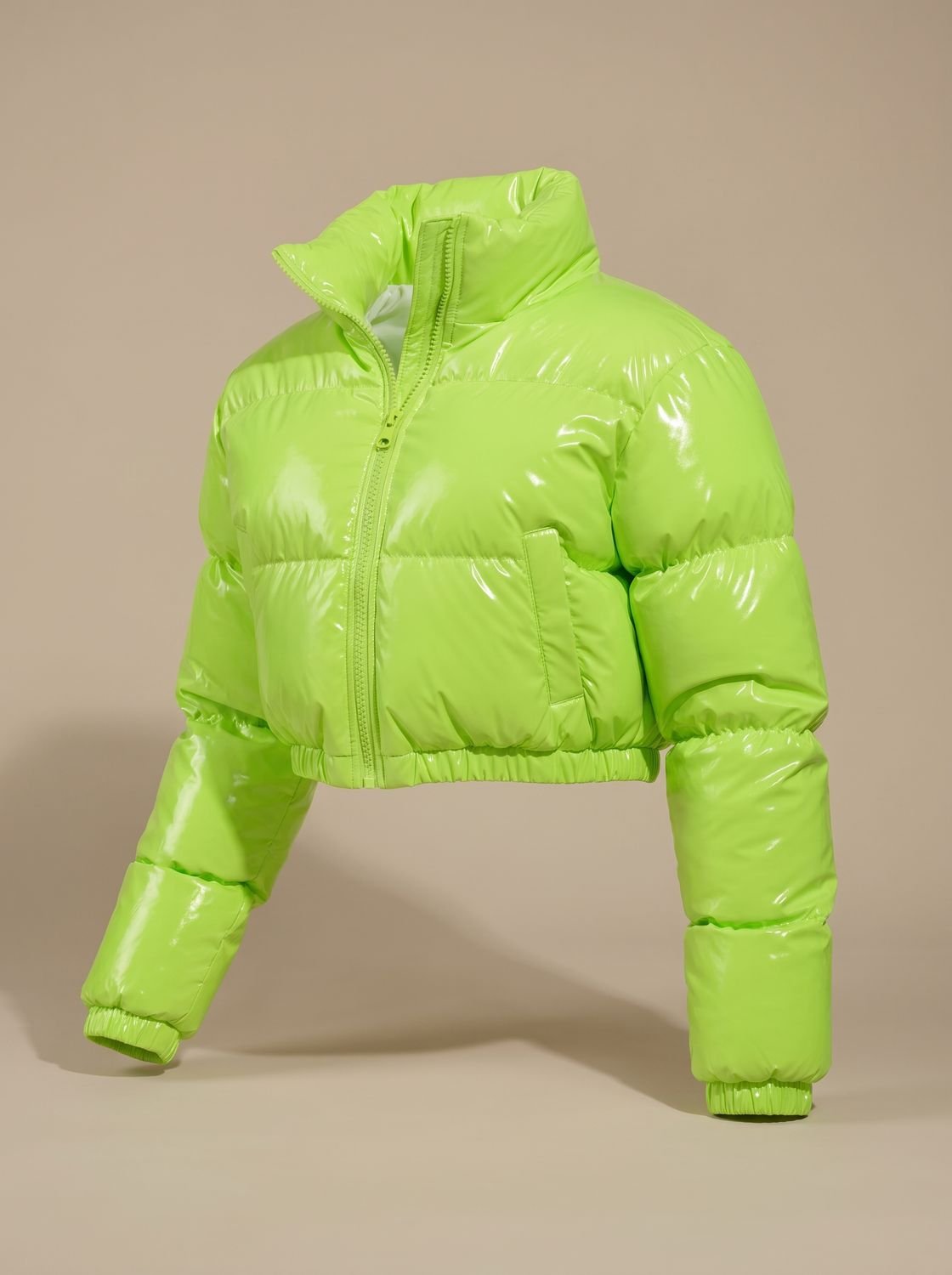 Scarlett | Women's Cropped Glossy Zip-Up Puffer Jacket