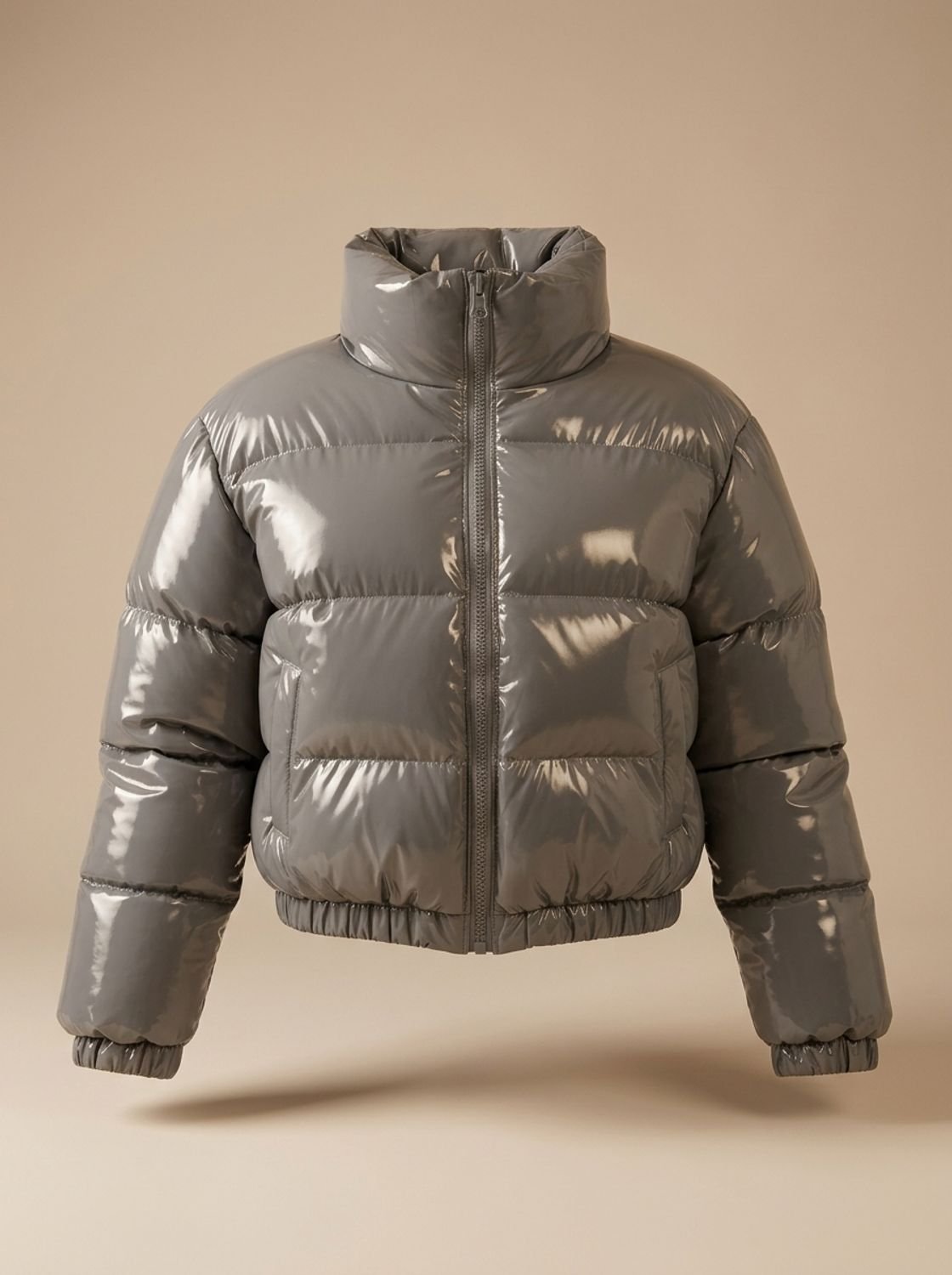 Scarlett | Women's Cropped Glossy Zip-Up Puffer Jacket