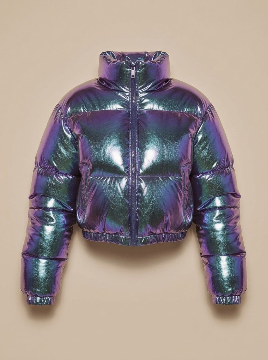 Scarlett | Women's Cropped Glossy Zip-Up Puffer Jacket