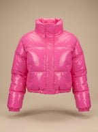 Scarlett | Women's Cropped Glossy Zip-Up Puffer Jacket