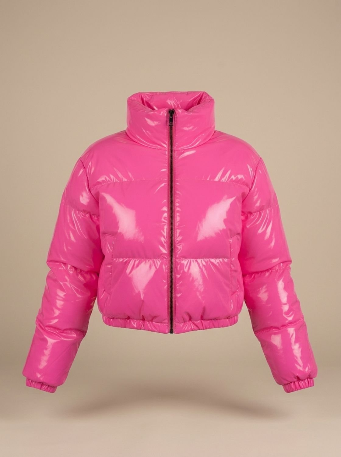 Scarlett | Women's Cropped Glossy Zip-Up Puffer Jacket