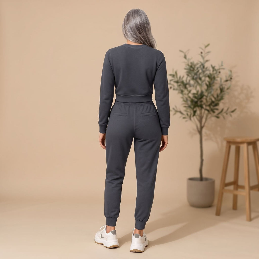 Penelope | Women's Cropped Sweater High-Waist Jogger Loungewear Set