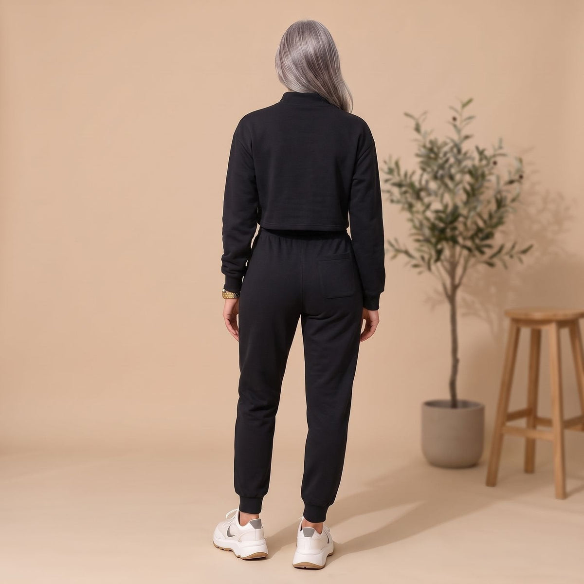Penelope | Women's Cropped Sweater High-Waist Jogger Loungewear Set