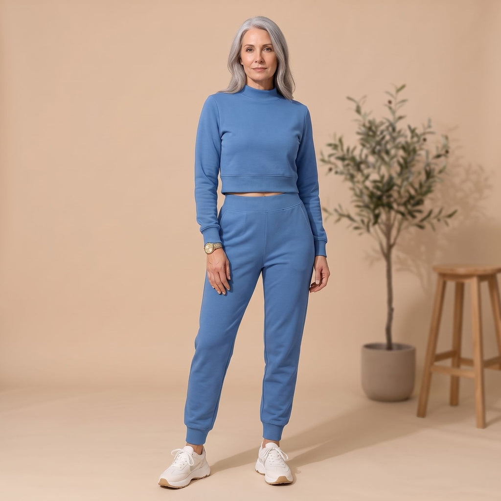 Penelope | Women's Cropped Sweater High-Waist Jogger Loungewear Set