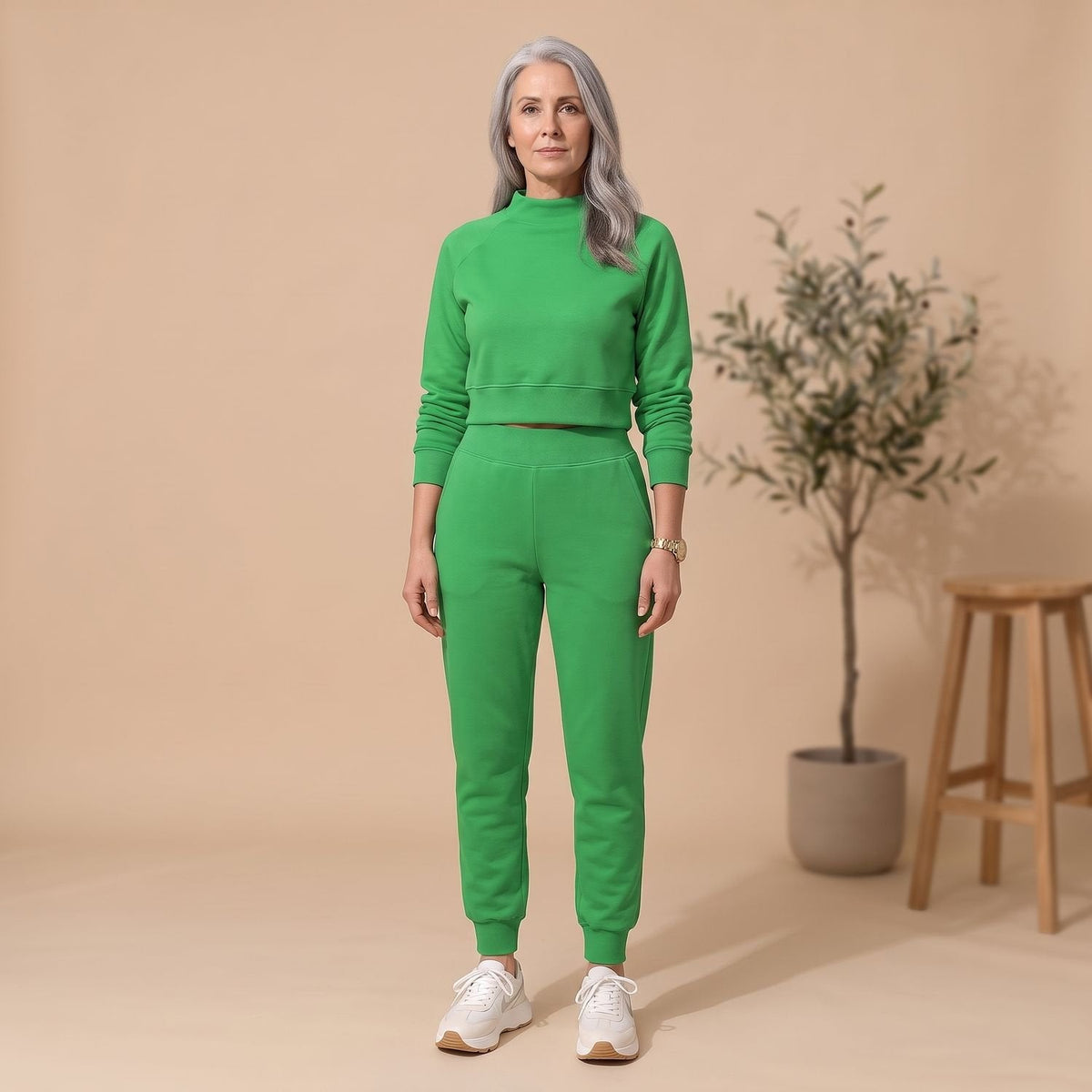 Penelope | Women's Cropped Sweater High-Waist Jogger Loungewear Set