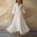 Scarlett | Women's Deep V-Neck Long Sleeve Flowy Chiffon Formal Dress