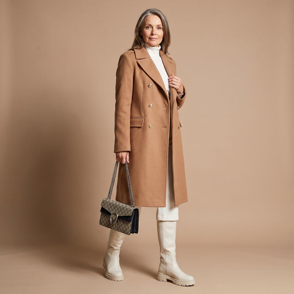 Sophia | Women's Double-Breasted Tailored Wool-Blend Midi Coat