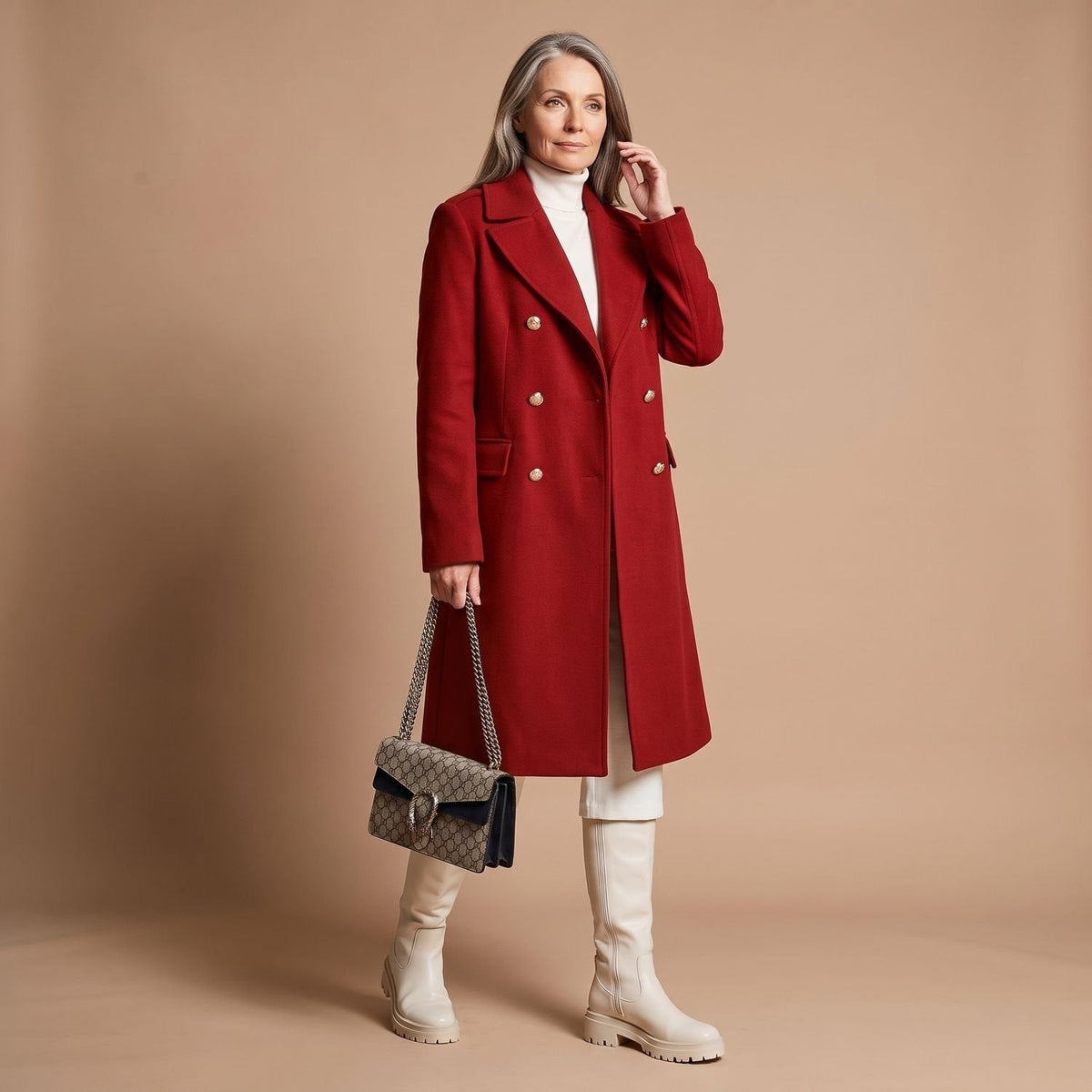 Sophia | Women's Double-Breasted Tailored Wool-Blend Midi Coat