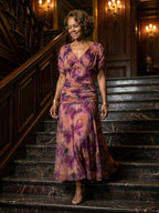Emma | Women's Dress Off-Shoulder Draped-Neckline Floral Midi