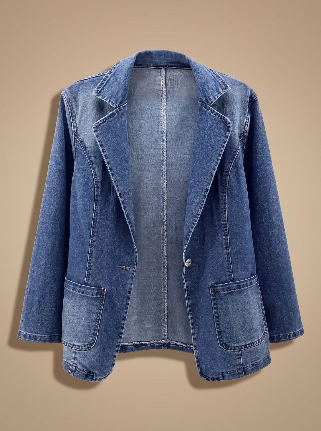 Olivia | Women's Elegant Denim Blazer Jacket Single-Button Notch Lapel