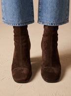 Isabella | Women's Elegant Square-Toe Block-Heel Suede Mid-Calf Boots