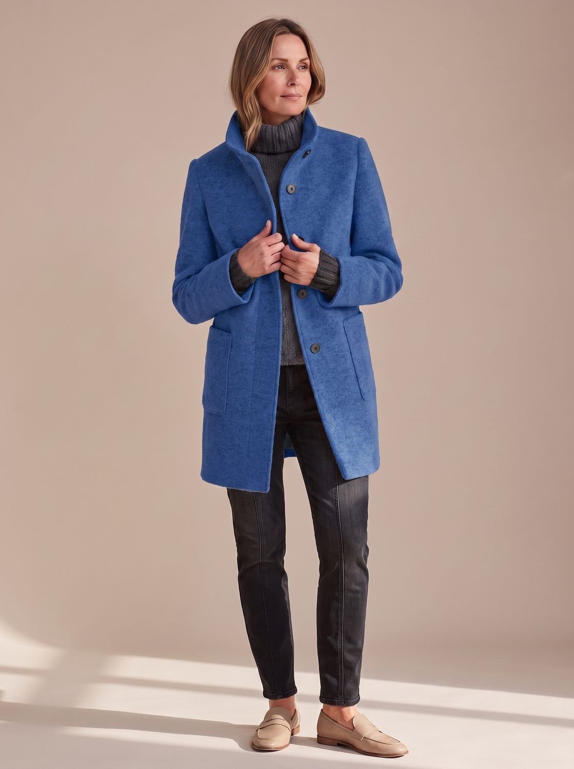 Charlotte | Women's Elegant Winter Coat Stand-Collar Button-Front