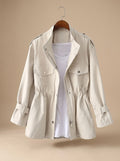 Evelyn | Women's Elegant Zip-Up Utility Jacket Drawstring Waist