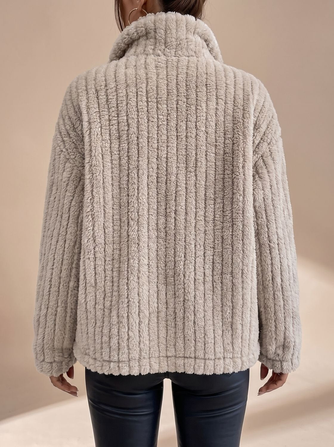 Victoria | Women's Faux Fur Coat Button-Front Teddy Fleece Jacket Pockets