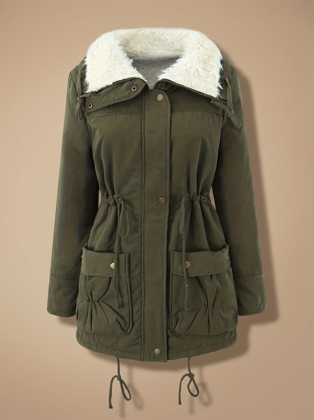 Mia | Women's Faux-Fur Collar Drawstring Waist Winter Parka Coat