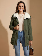 Mia | Women's Faux-Fur Collar Drawstring Waist Winter Parka Coat