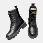 Camila | Women's Faux Leather Lace-Up Fleece-Lined Combat Ankle Boots
