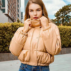 Mia | Women's Faux Leather Quilted Puffer Jacket Hooded Winter Coat