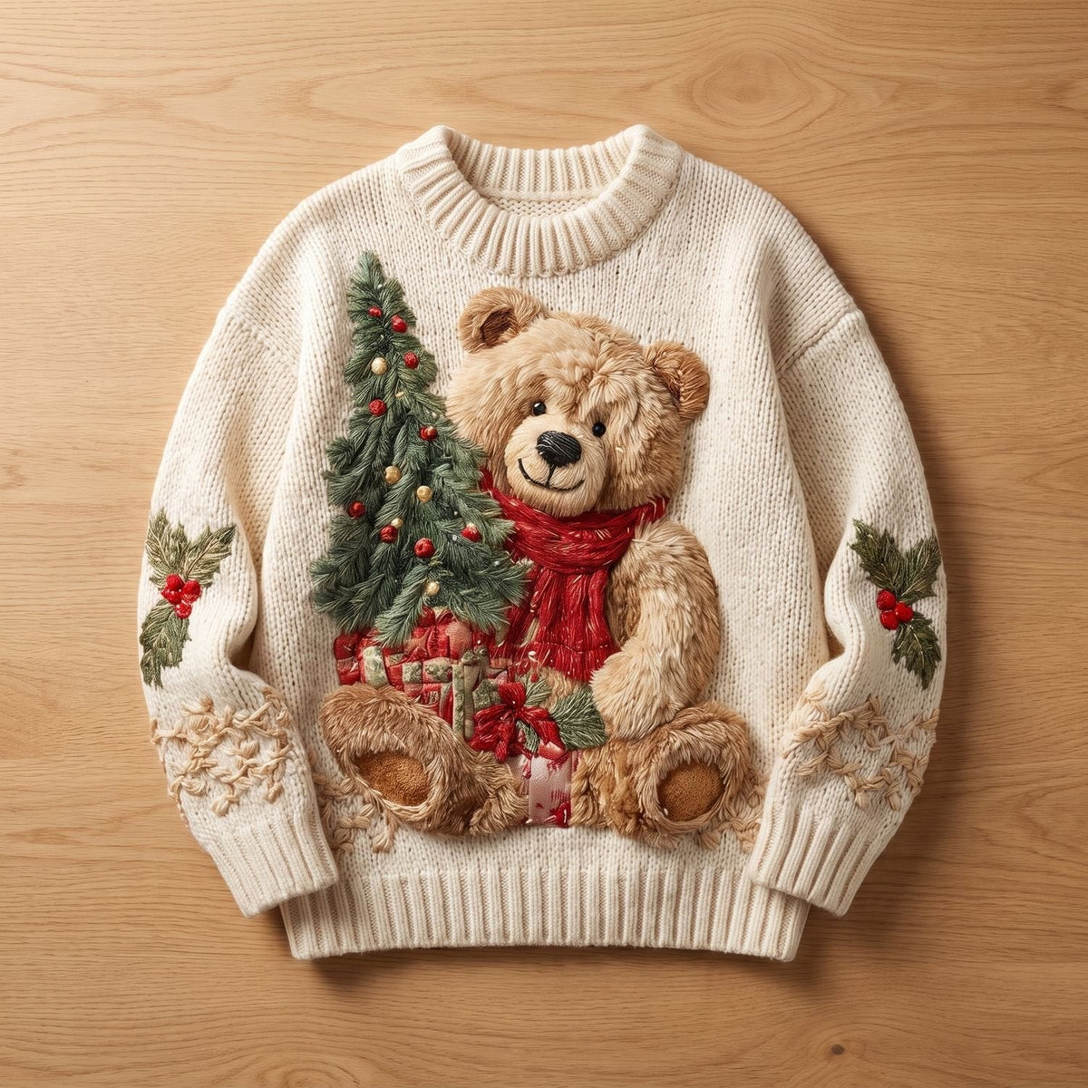 Sophia | Women's Festive Teddy Bear Christmas Knit Sweater