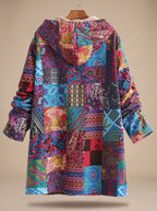 Madison | Women's Fleece-Lined Hooded Boho Patchwork Comfortable Jacket