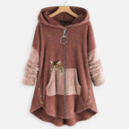 Luna | Women's Fleece Zip-Up Hooded Cat Pocket Sweater