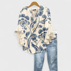 Penelope | Women's Floral Blouse Ruffle Sleeves V-Neck Casual